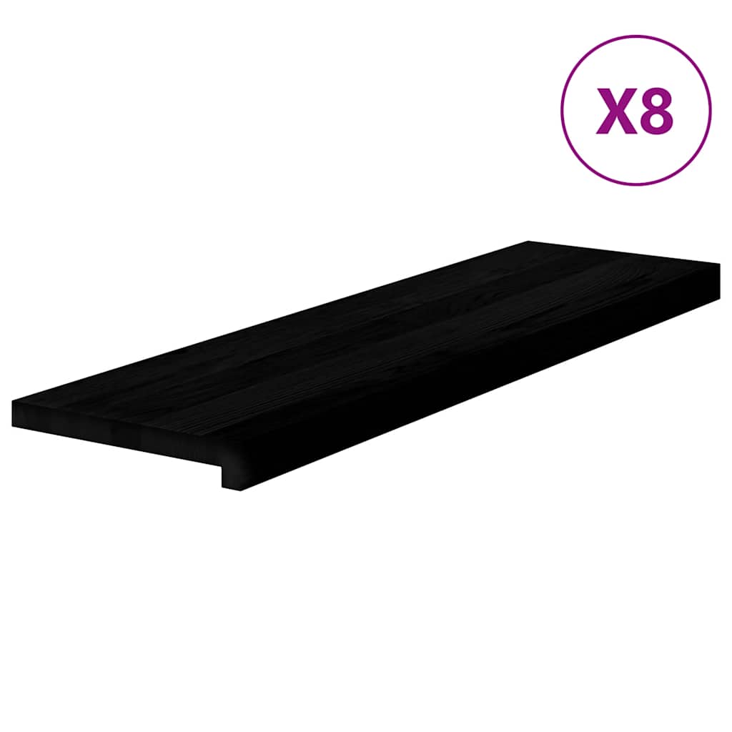 Stair Treads 8 pcs Brown Black 90x30x2 cm Solid Wood Oak