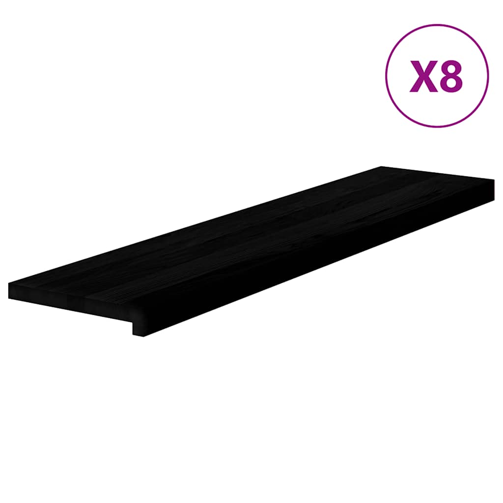 Stair Treads 8 pcs Brown Black 110x30x2 cm Solid Wood Oak