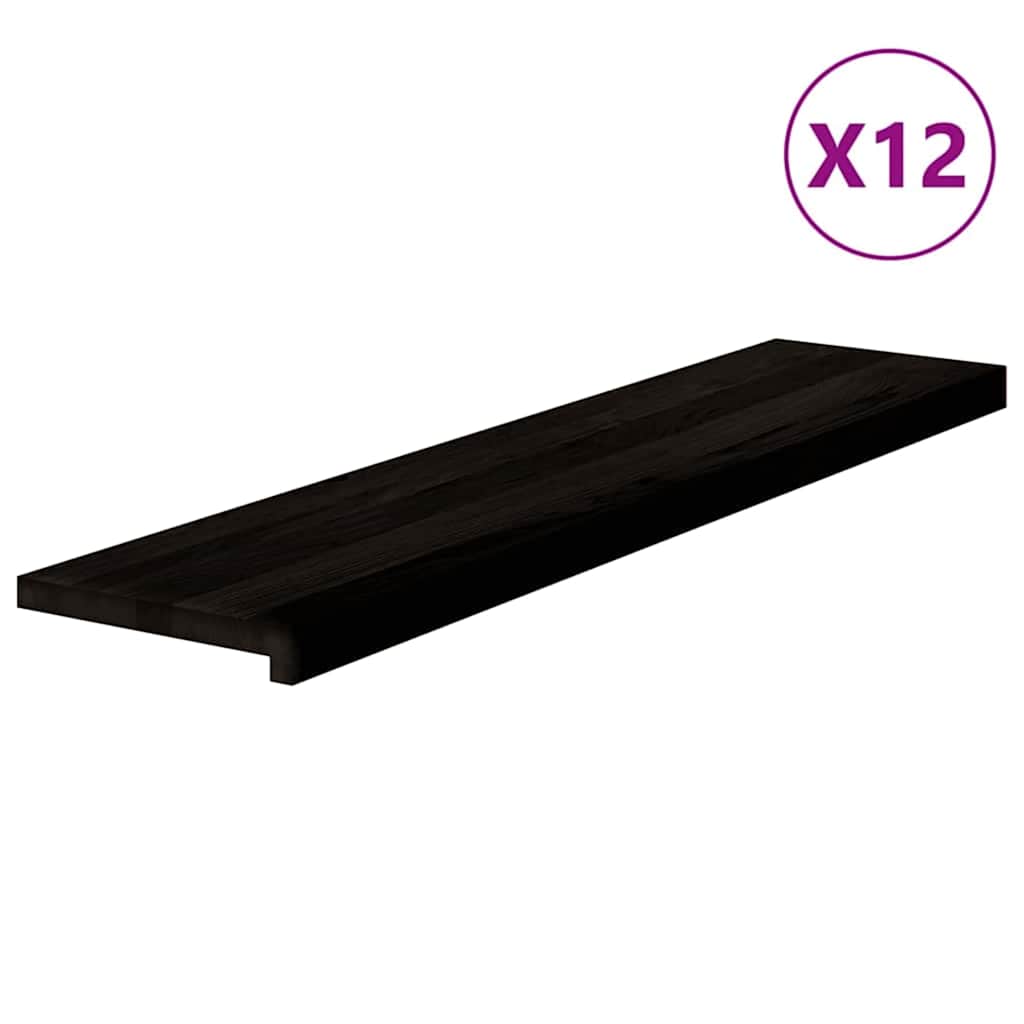 Stair Treads 12 pcs Dark Brown 110x30x2 cm Solid Wood Oak