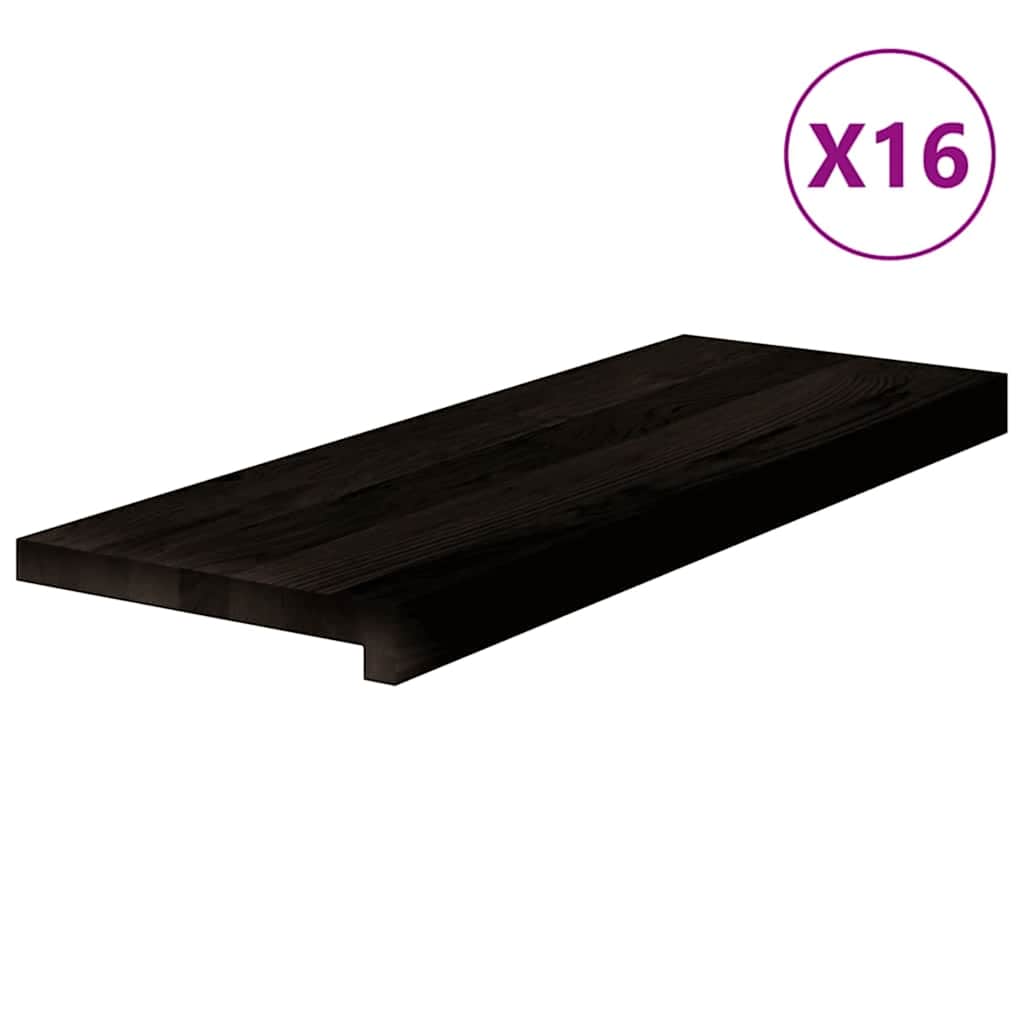 Stair Treads 16 pcs Brown Black 70x25x2 cm Solid Wood Oak