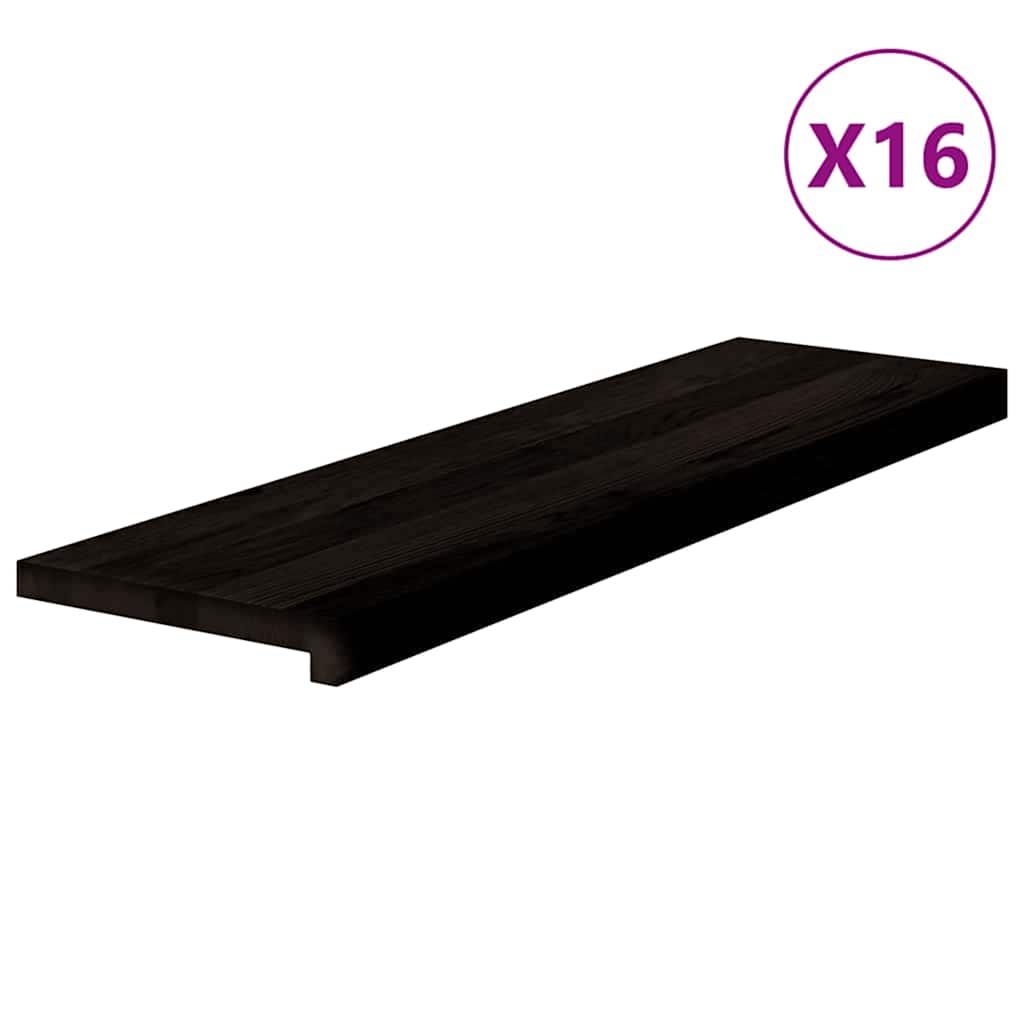 Stair Treads 16 pcs Dark Brown 90x30x2 cm Solid Wood Oak