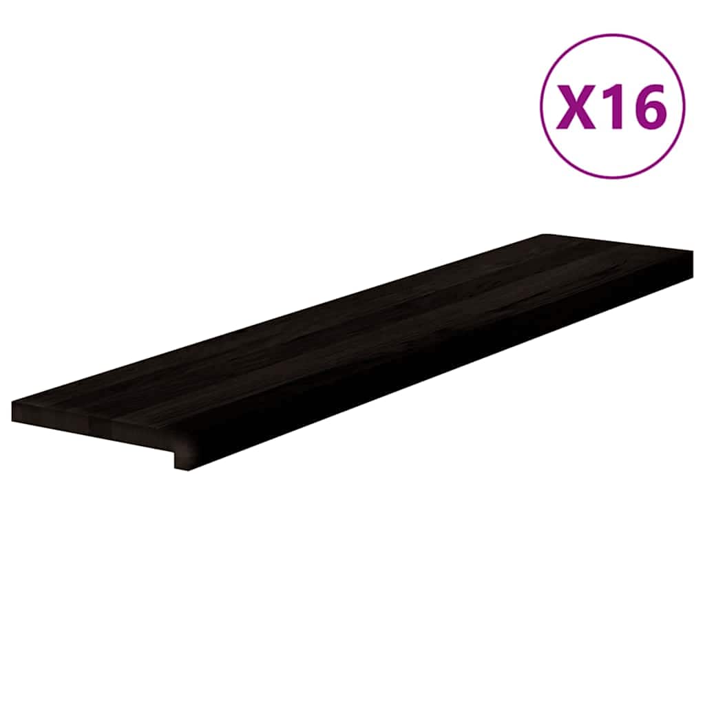 Stair Treads 16 pcs Brown Black 120x30x2 cm Solid Wood Oak