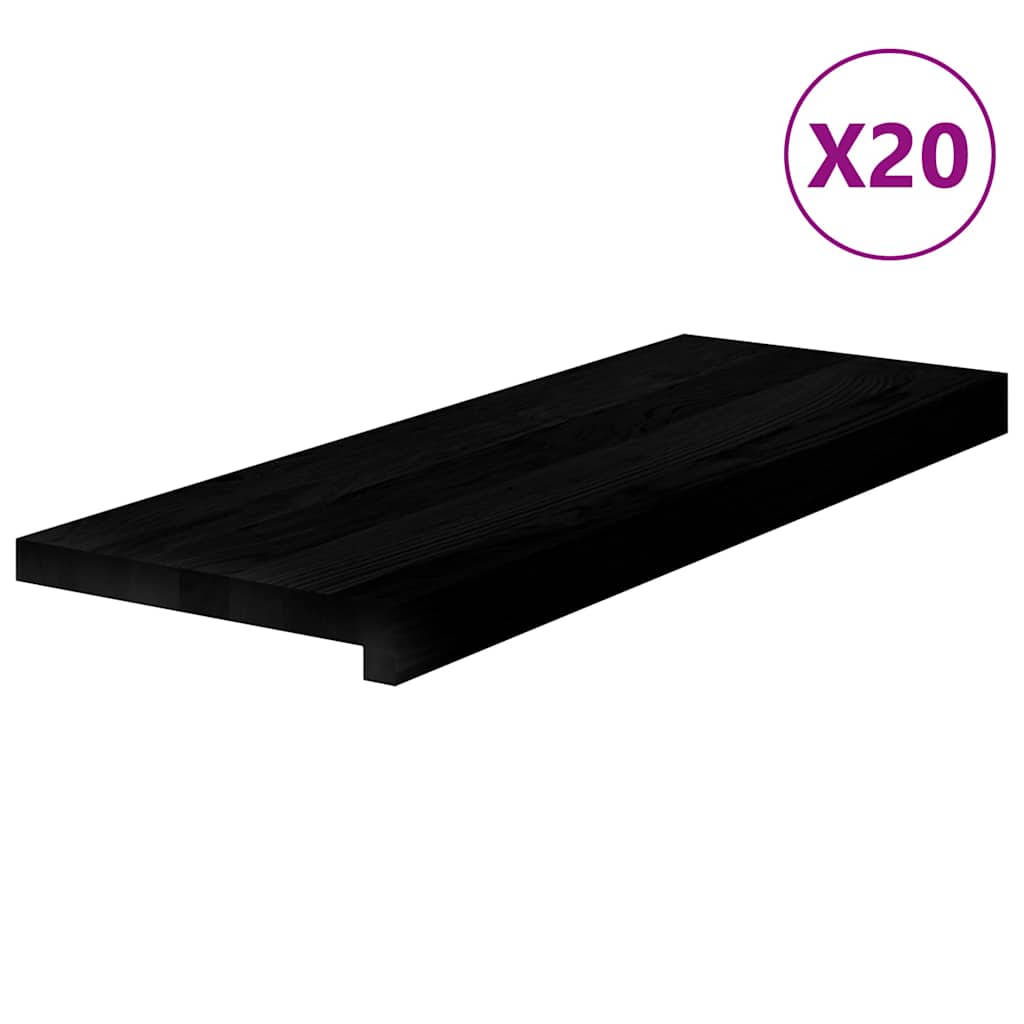 Stair Treads 20 pcs Brown Black 70x25x2 cm Solid Wood Oak