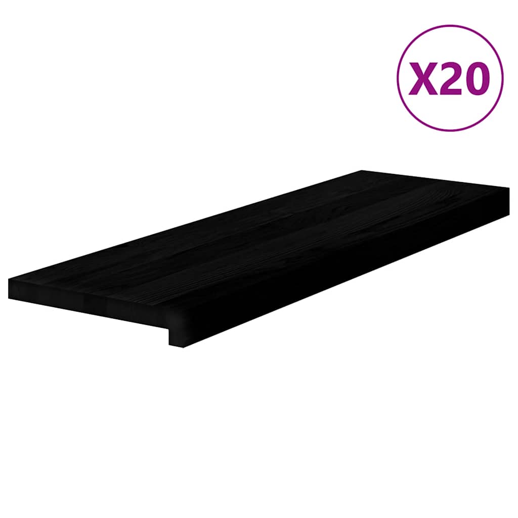 Stair Treads 20 pcs Brown Black 80x25x2 cm Solid Wood Oak