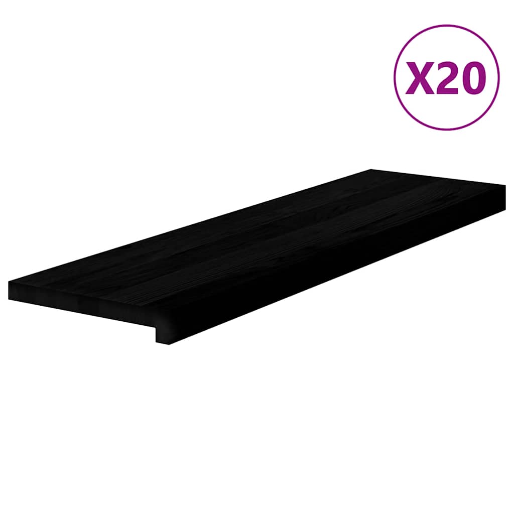Stair Treads 20 pcs Brown Black 90x30x2 cm Solid Wood Oak