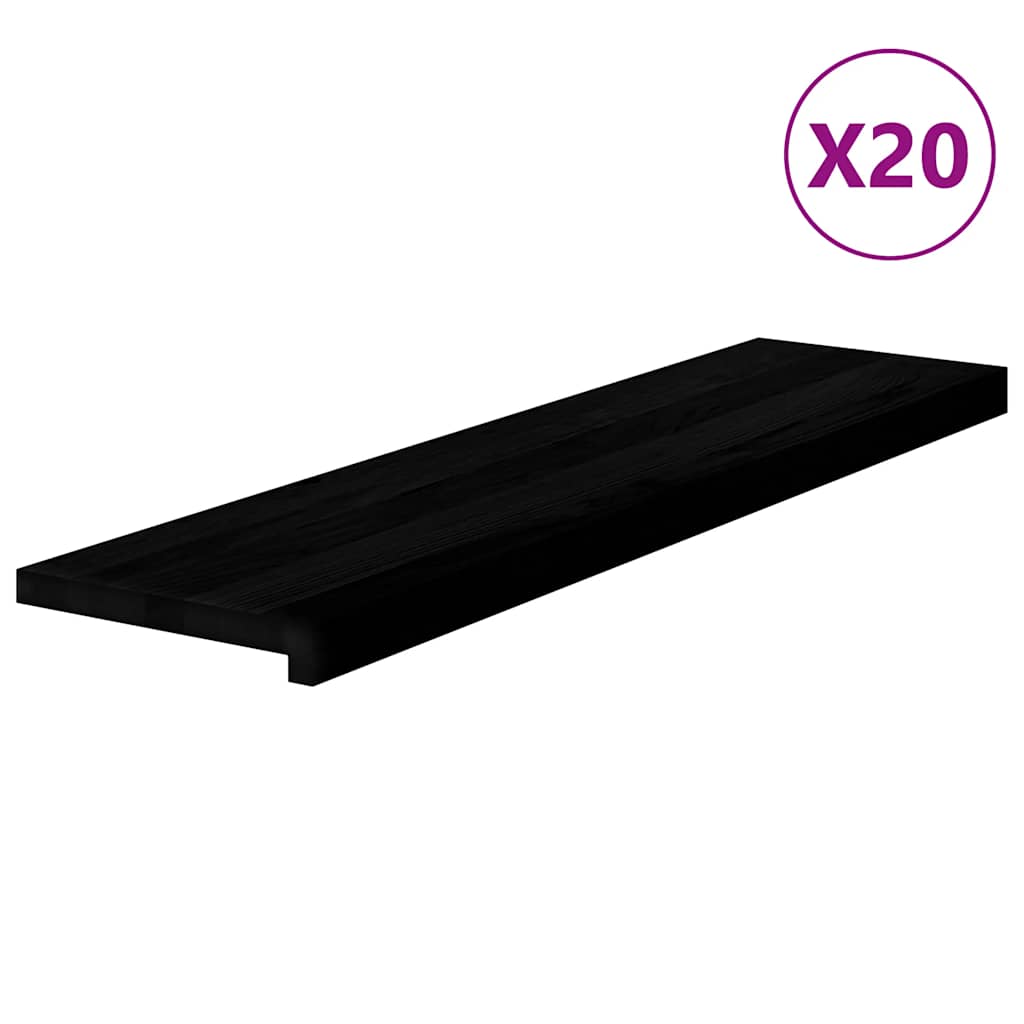 Stair Treads 20 pcs Dark Brown 100x30x2 cm Solid Wood Oak