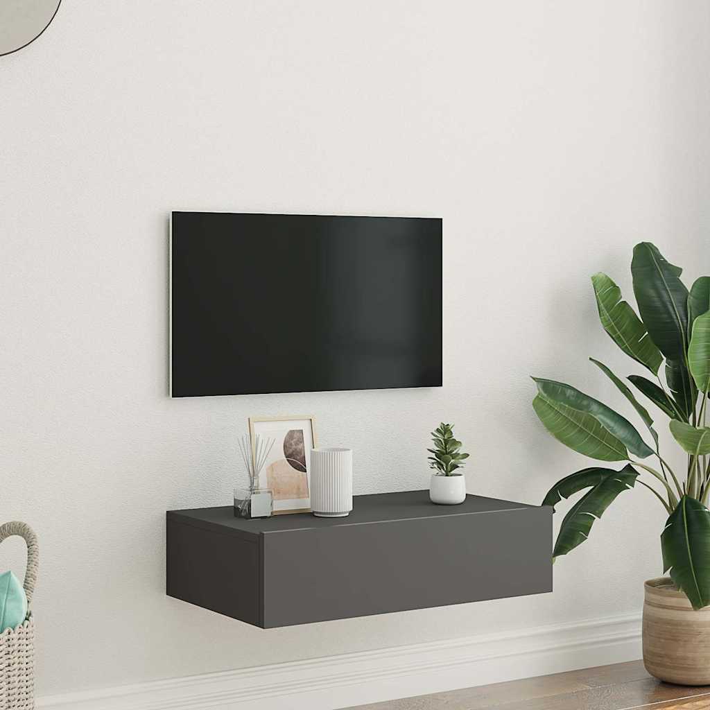 vidaXL TV Cabinet with LED Lights Grey 60x35x15.5 cm