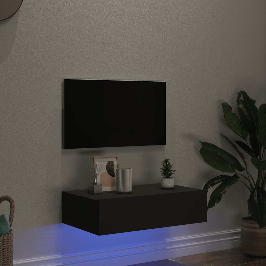 vidaXL TV Cabinet with LED Lights Grey 60x35x15.5 cm