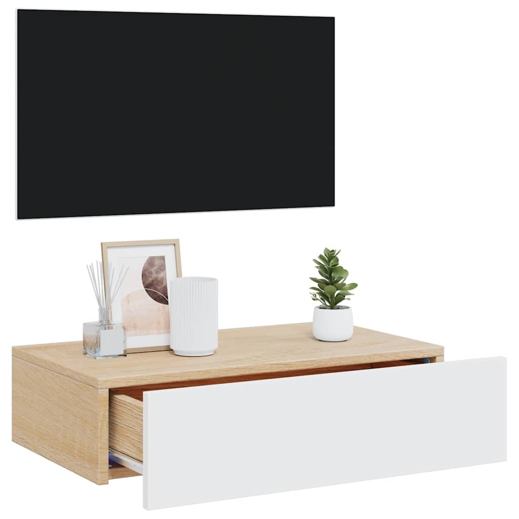 vidaXL TV Cabinet with LED Lights White 60x35x15.5 cm