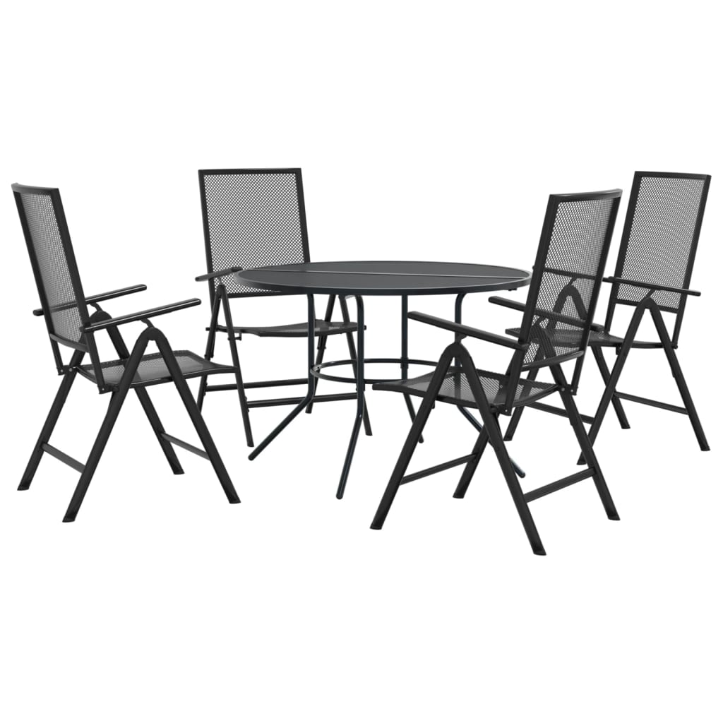 vidaXL Reclining Garden Chair Set 5 pcs Anthracite Powder-coated Steel