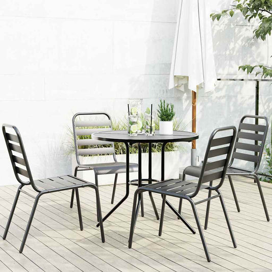Stackable Garden Chair Set 5 pcs Anthracite Powder-coated Steel