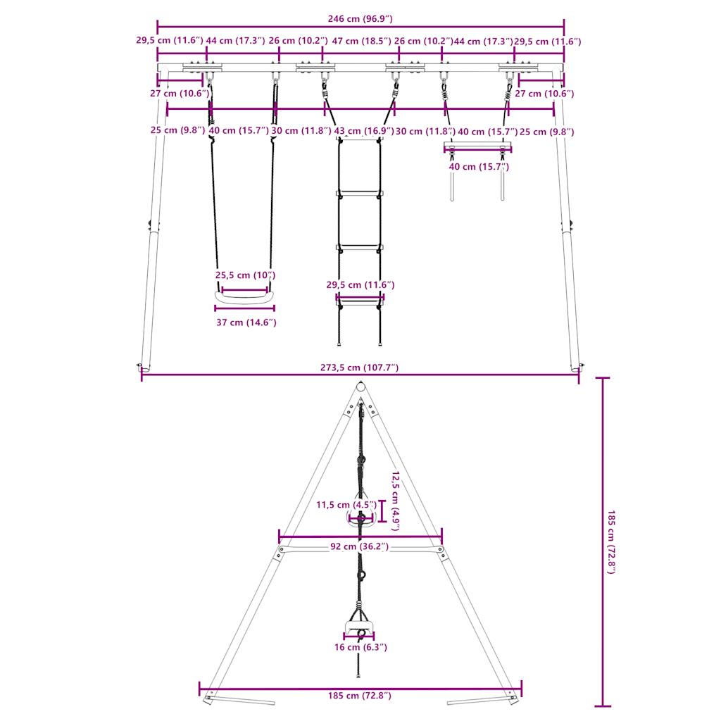 Outdoor Swing Set with Swing, Trapeze, Ladder