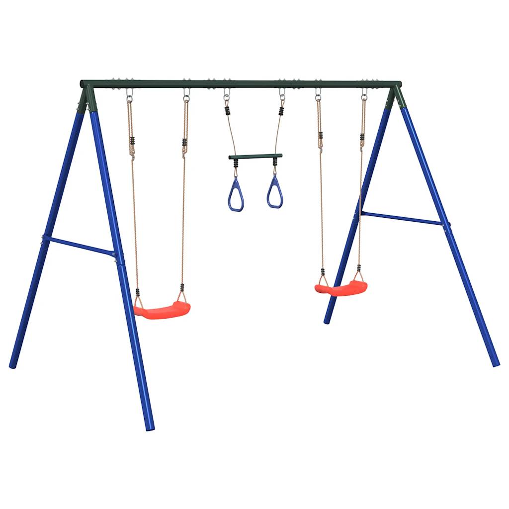 Outdoor Swing Set with Swings and Trapeze