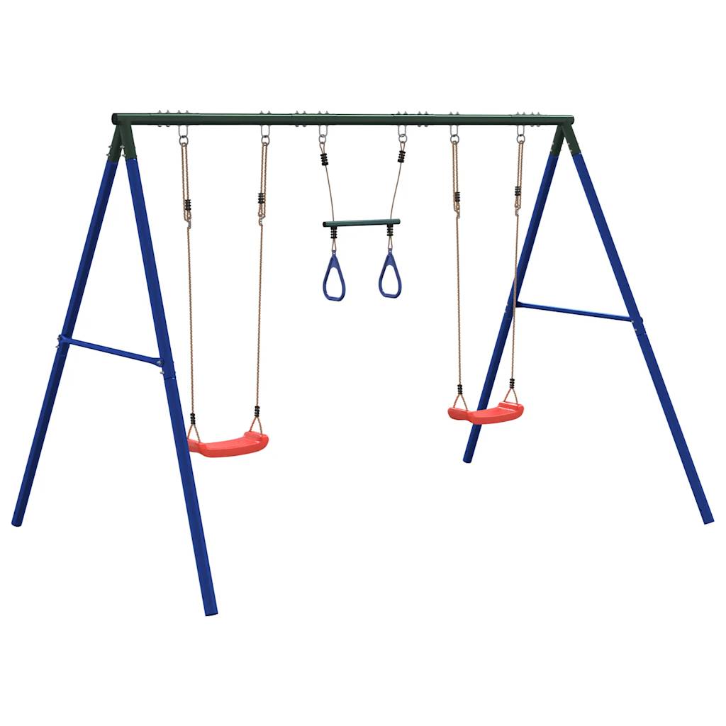 Outdoor Swing Set with Swings and Trapeze
