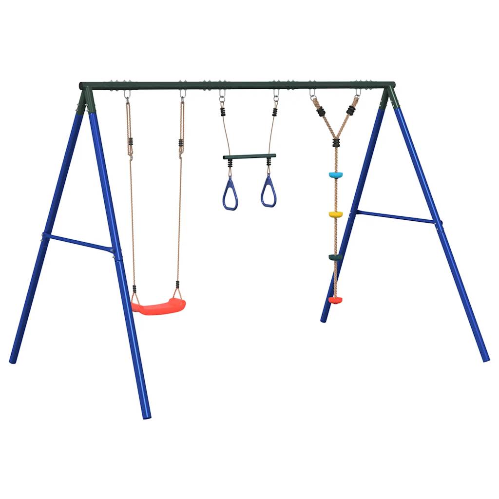 Outdoor Swing Set with Swing, Trapeze, Disc Swing