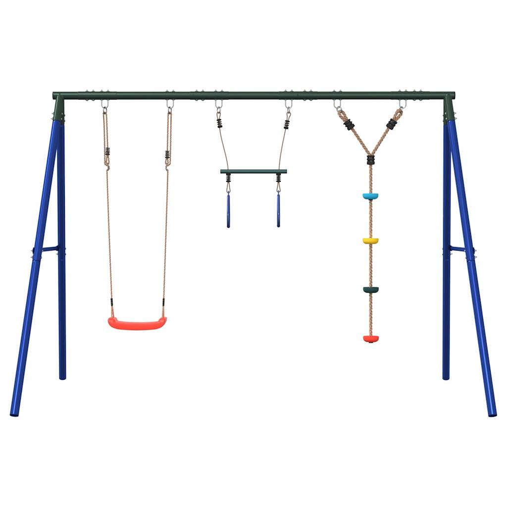 Outdoor Swing Set with Swing, Trapeze, Disc Swing