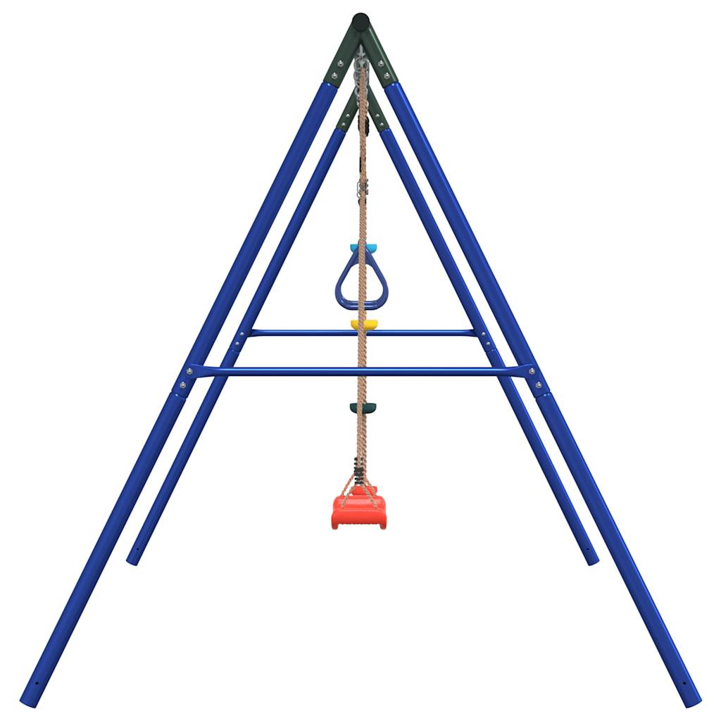 Outdoor Swing Set with Swing, Trapeze, Disc Swing