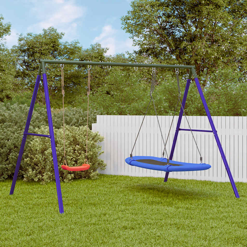 Outdoor Swing Set with Swing and Nest Swing