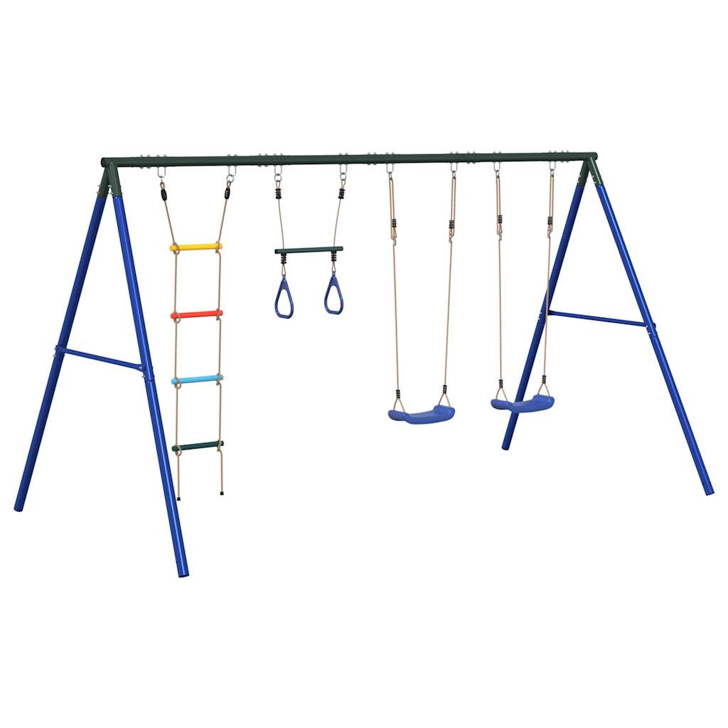 Outdoor Swing Set with Swings, Trapeze, Ladder