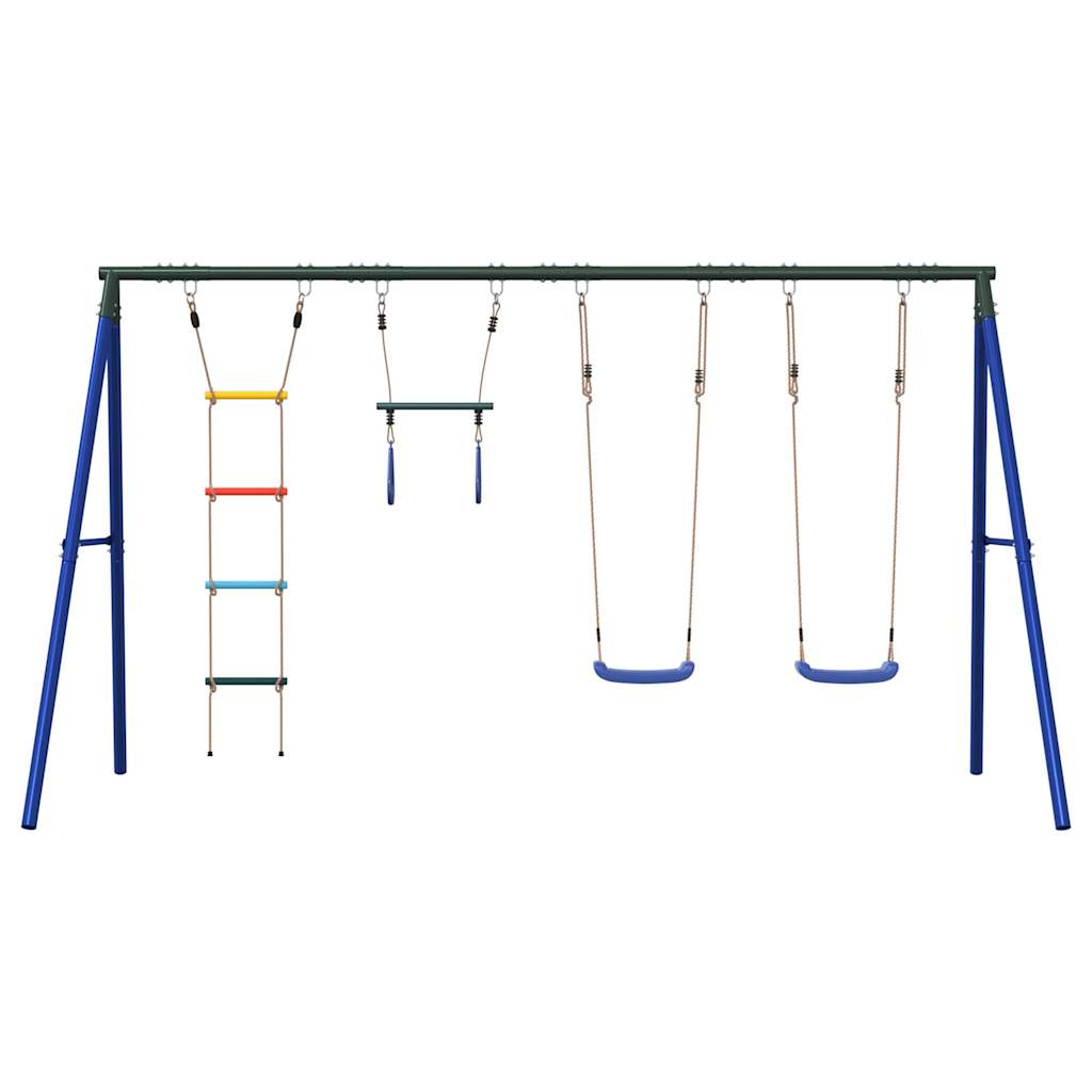 Outdoor Swing Set with Swings, Trapeze, Ladder