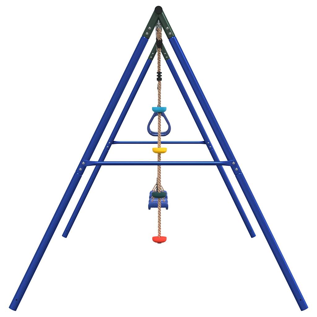 Outdoor Swing Set with Swings, Trapeze, Disc Swing