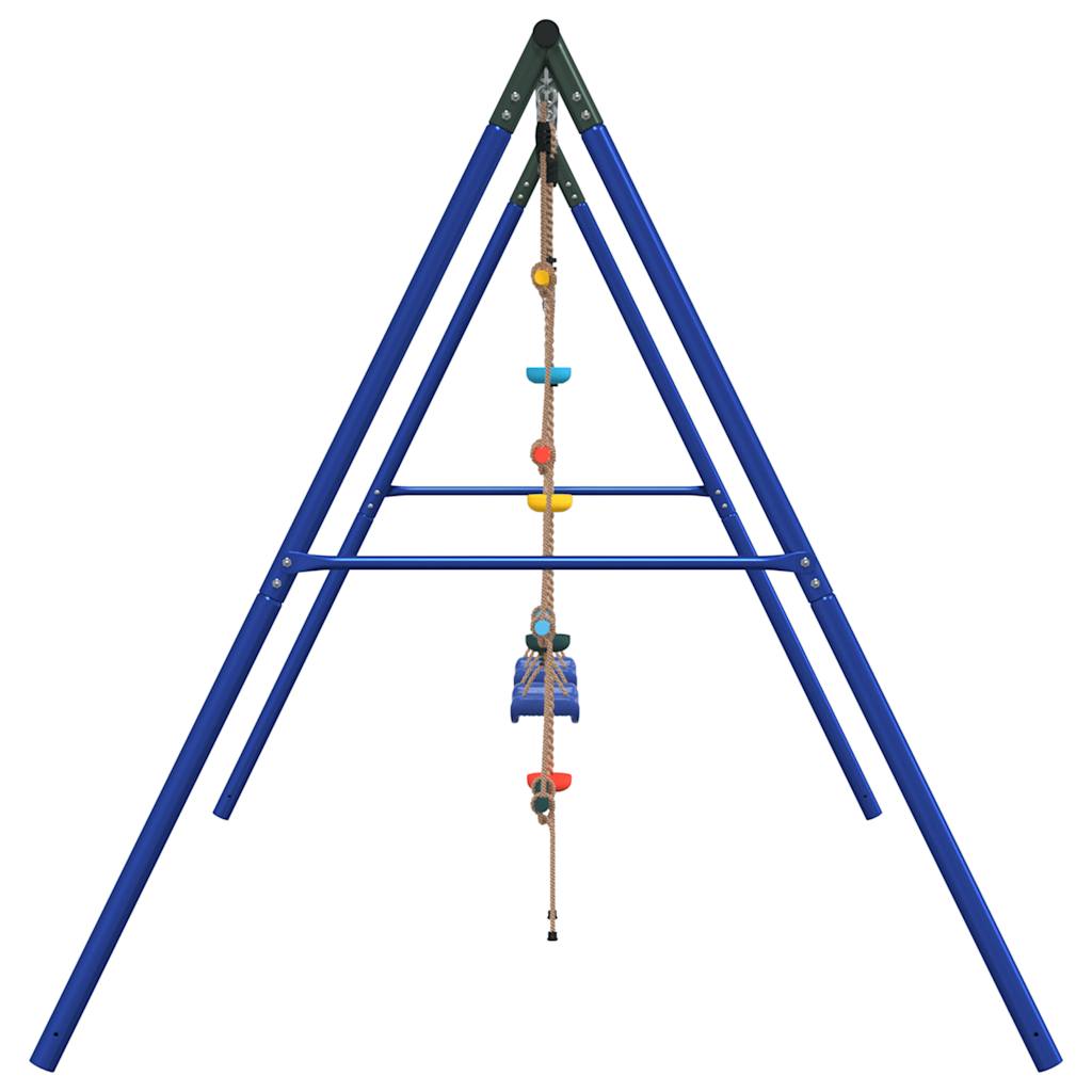 Outdoor Swing Set with Swing, Trapeze, Ladder, Disc Swing