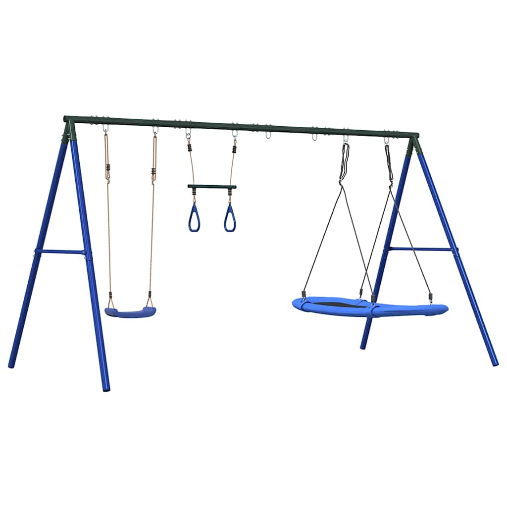 Outdoor Swing Set with Swing, Trapeze, Nest Swing