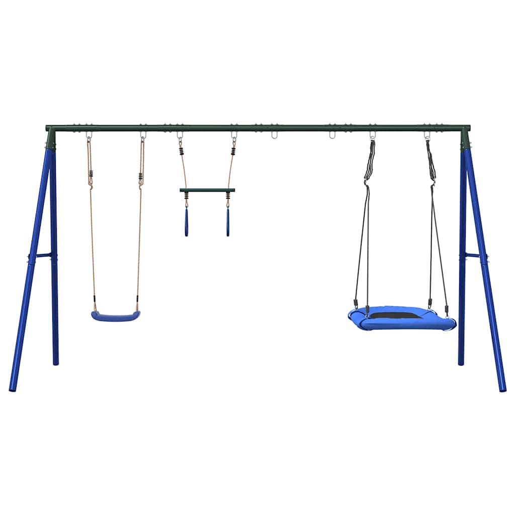 Outdoor Swing Set with Swing, Trapeze, Nest Swing