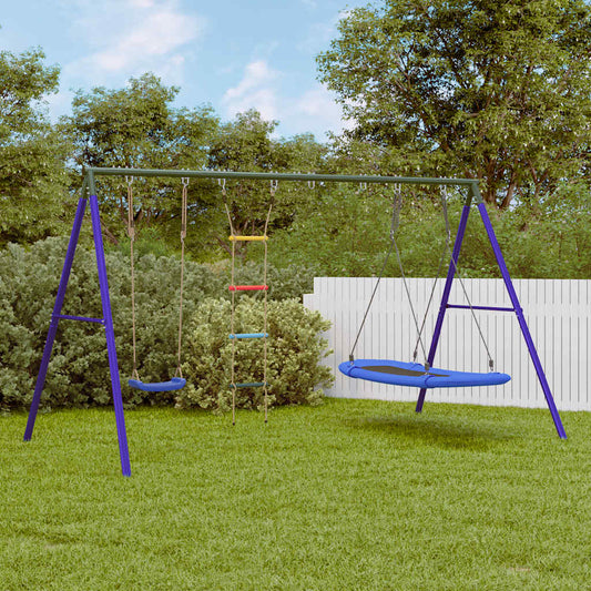Outdoor Swing Set with Swing, Ladder, Nest Swing