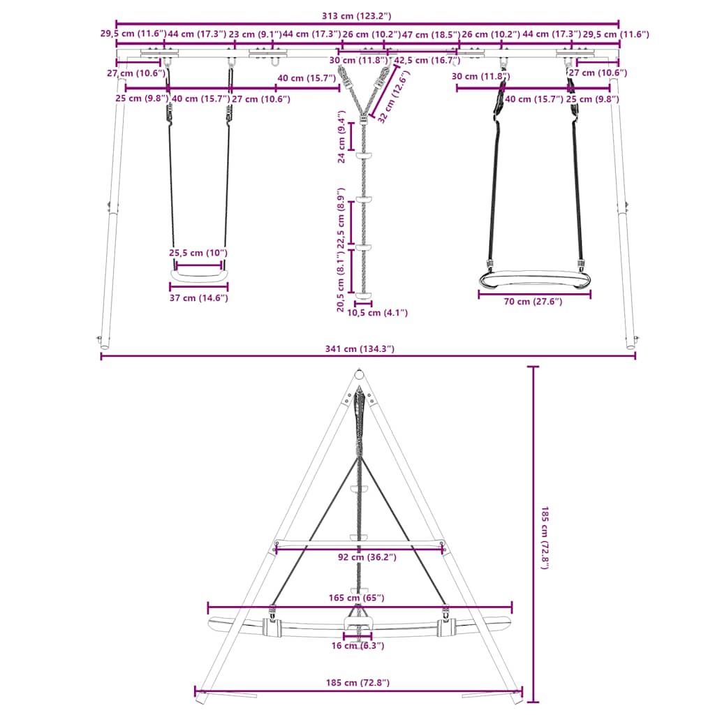 Outdoor Swing Set with Swing, Disc Swing, Nest Swing