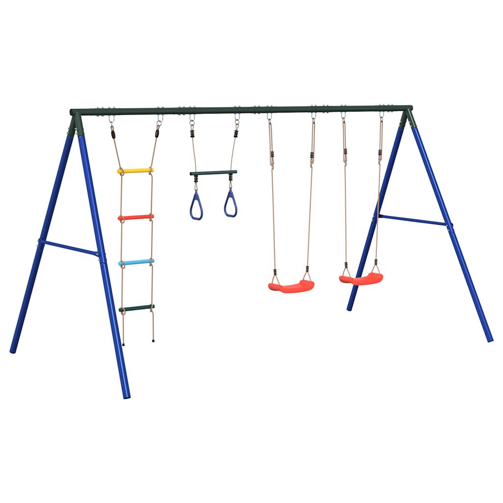 Outdoor Swing Set with Swings, Trapeze, Ladder