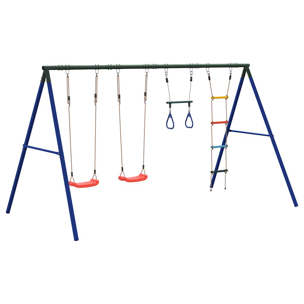 Outdoor Swing Set with Swings, Trapeze, Ladder