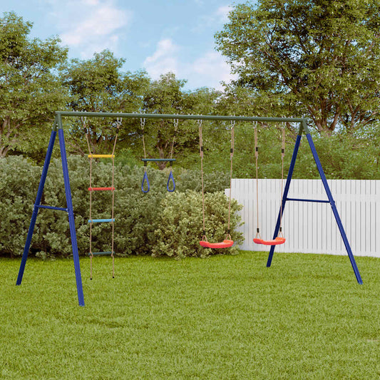 Outdoor Swing Set with Swings, Trapeze, Ladder