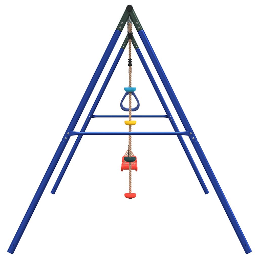 Outdoor Swing Set with Swings, Trapeze, Disc Swing