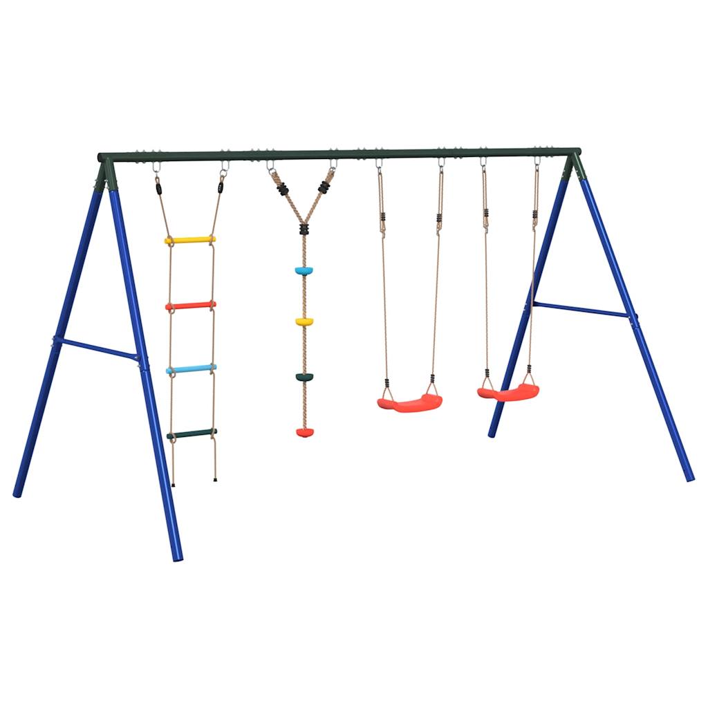 Outdoor Swing Set with Swings, Ladder, Disc Swing