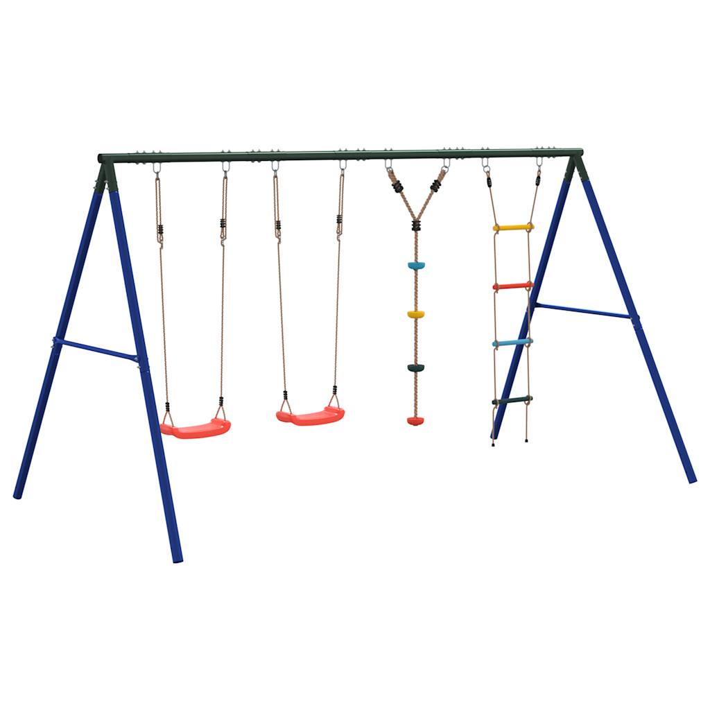 Outdoor Swing Set with Swings, Ladder, Disc Swing