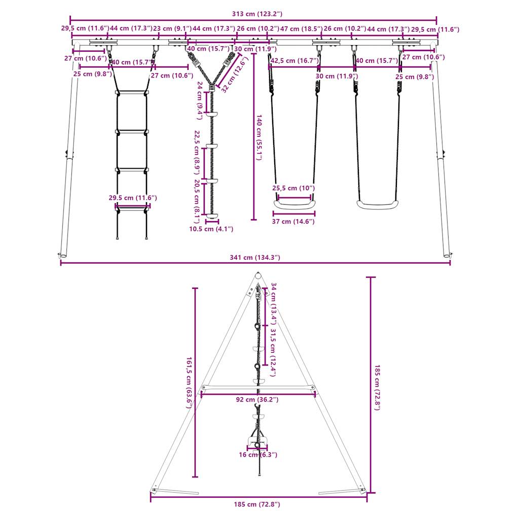 Outdoor Swing Set with Swings, Ladder, Disc Swing