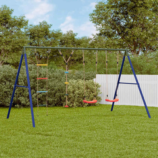 Outdoor Swing Set with Swings, Ladder, Disc Swing