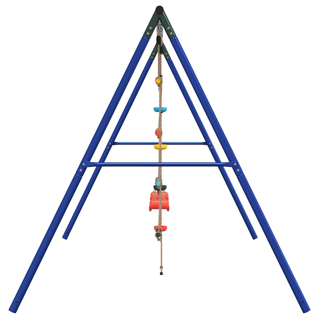Outdoor Swing Set with Swing, Trapeze, Ladder, Disc Swing