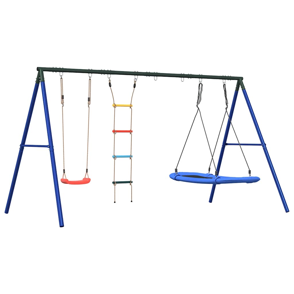 Outdoor Swing Set with Swing, Ladder, Nest Swing