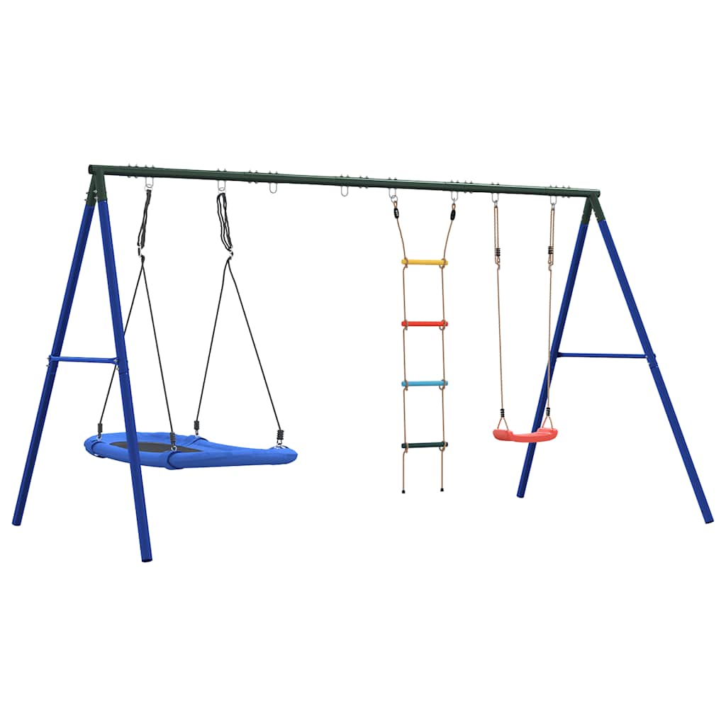 Outdoor Swing Set with Swing, Ladder, Nest Swing
