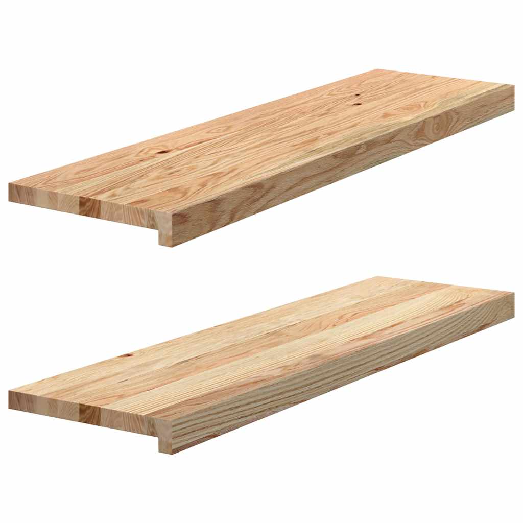 Stair Treads 2 pcs Untreated 90x25x2 cm Solid Wood Oak