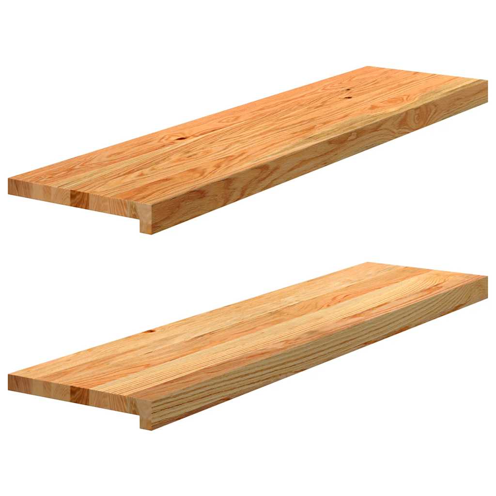Stair Treads 2 pcs Light Brown 100x25x2 cm Solid Wood Oak