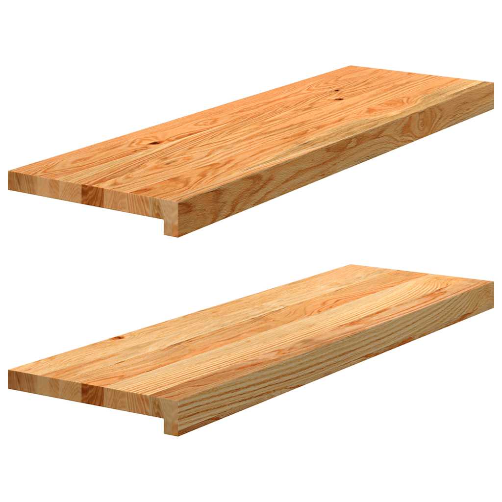 Stair Treads 2 pcs Light Brown 80x30x2 cm Solid Wood Oak