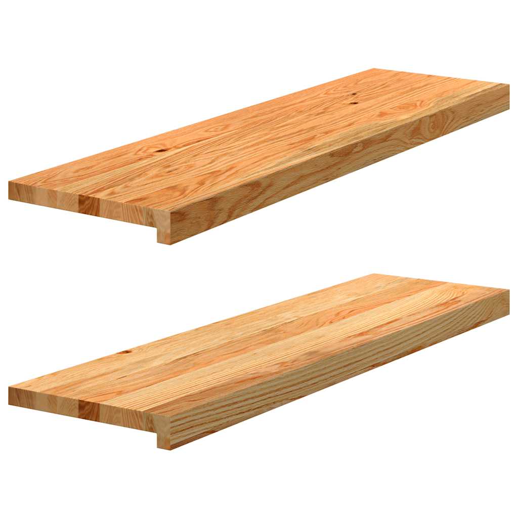 Stair Treads 2 pcs Light Brown 90x30x2 cm Solid Wood Oak