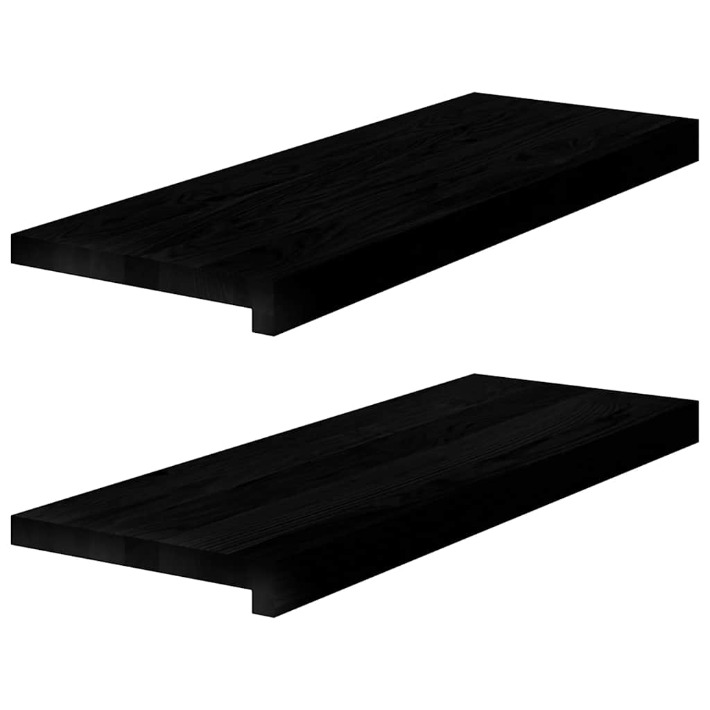 Stair Treads 2 pcs Brown Black 70x25x2 cm Solid Wood Oak