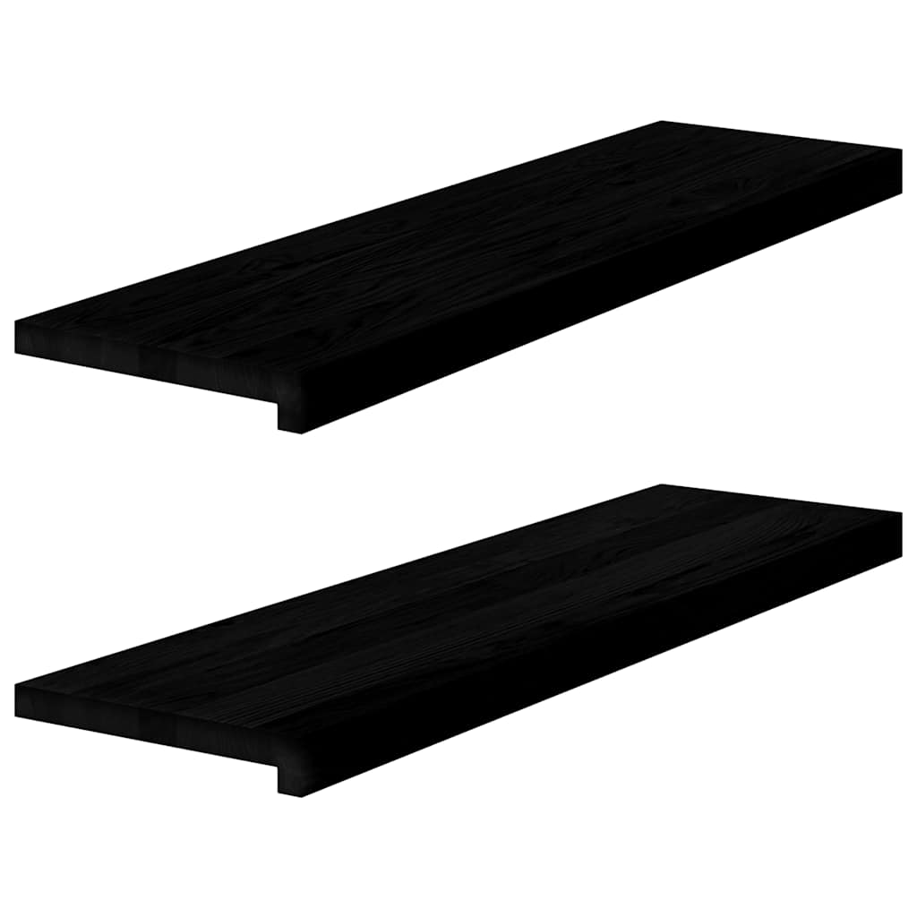Stair Treads 2 pcs Brown Black 90x25x2 cm Solid Wood Oak