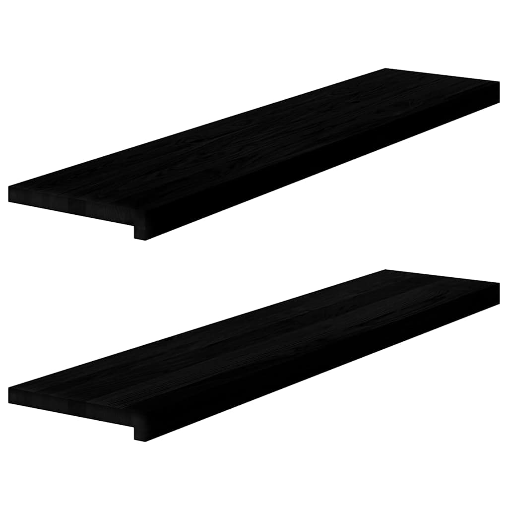 Stair Treads 2 pcs Brown Black 110x25x2 cm Solid Wood Oak