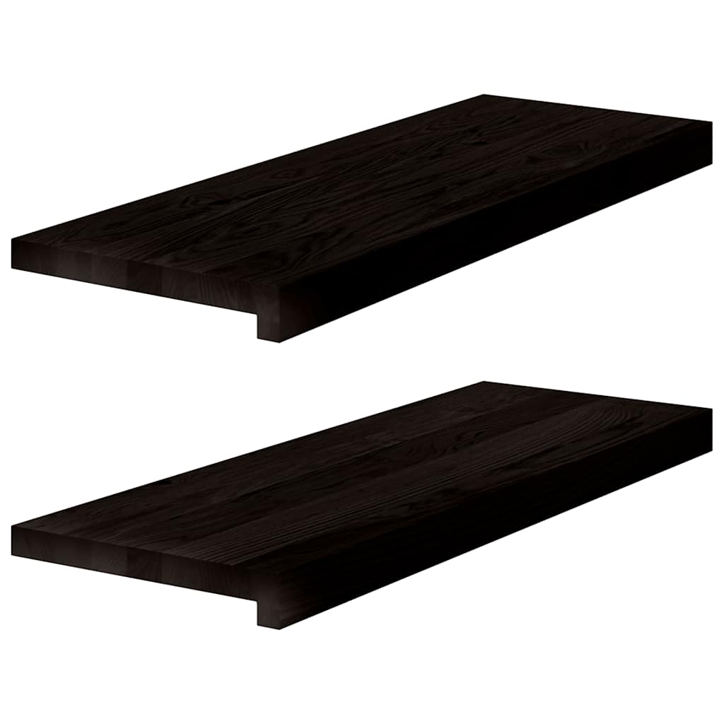 Stair Treads 2 pcs Brown Black 70x30x2 cm Solid Wood Oak