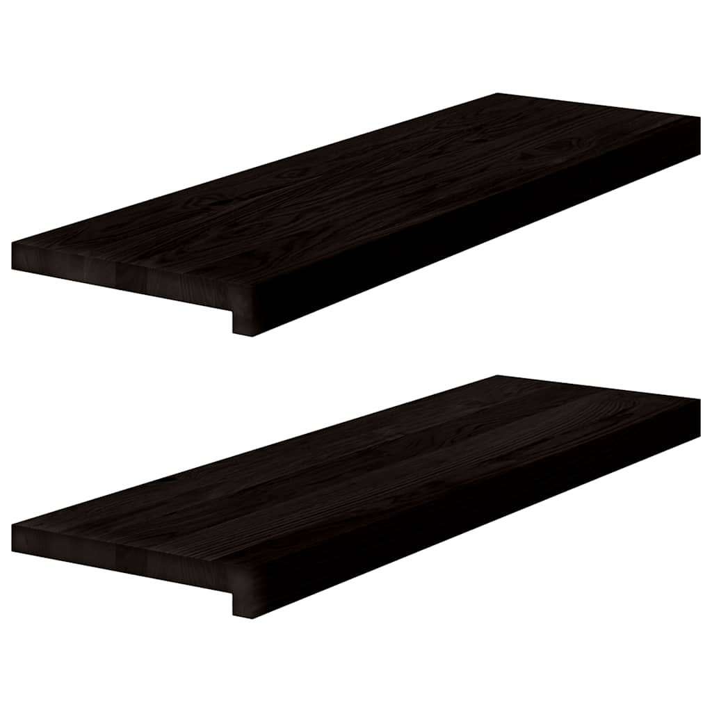 Stair Treads 2 pcs Brown Black 80x30x2 cm Solid Wood Oak